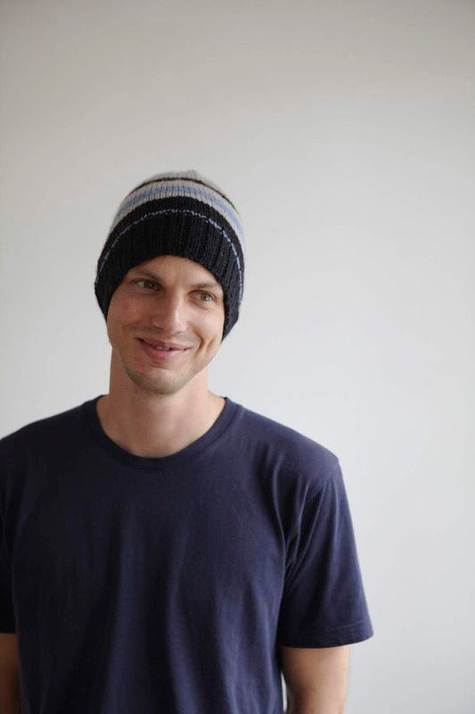 Stripe Beanie Hat in Erika Knight Vintage Wool
