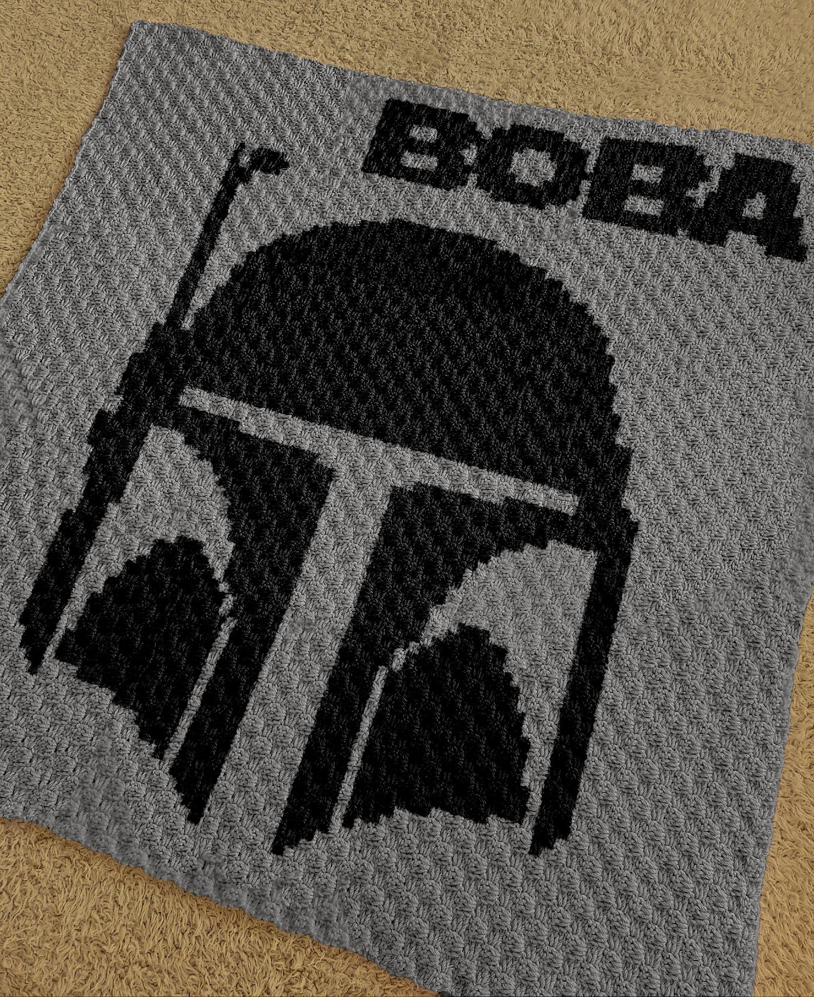 Crochet Pattern C2C Star Wars Boba Fett Blanket Mandalorian Graphgan