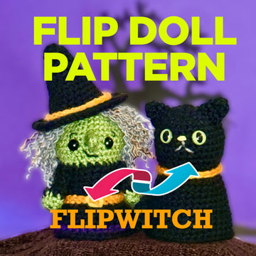 Witch & Cat Flip Doll Crochet Pattern (Halloween Amigurumi)