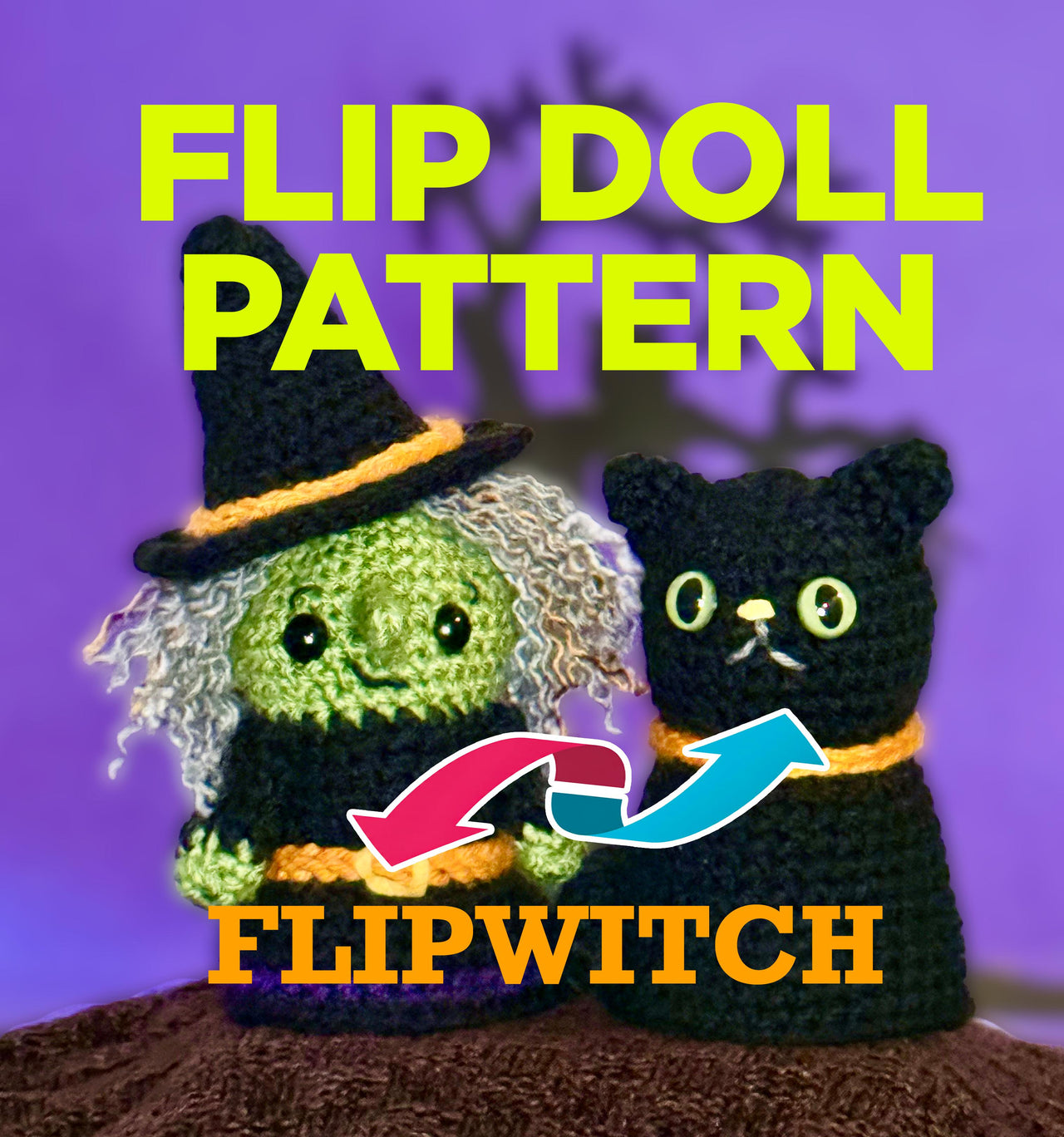 Witch & Cat Flip Doll Crochet Pattern (Halloween Amigurumi)