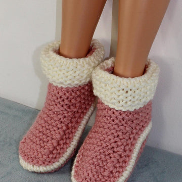 Ladies 2 Colour Super Chunky Slipper Boots