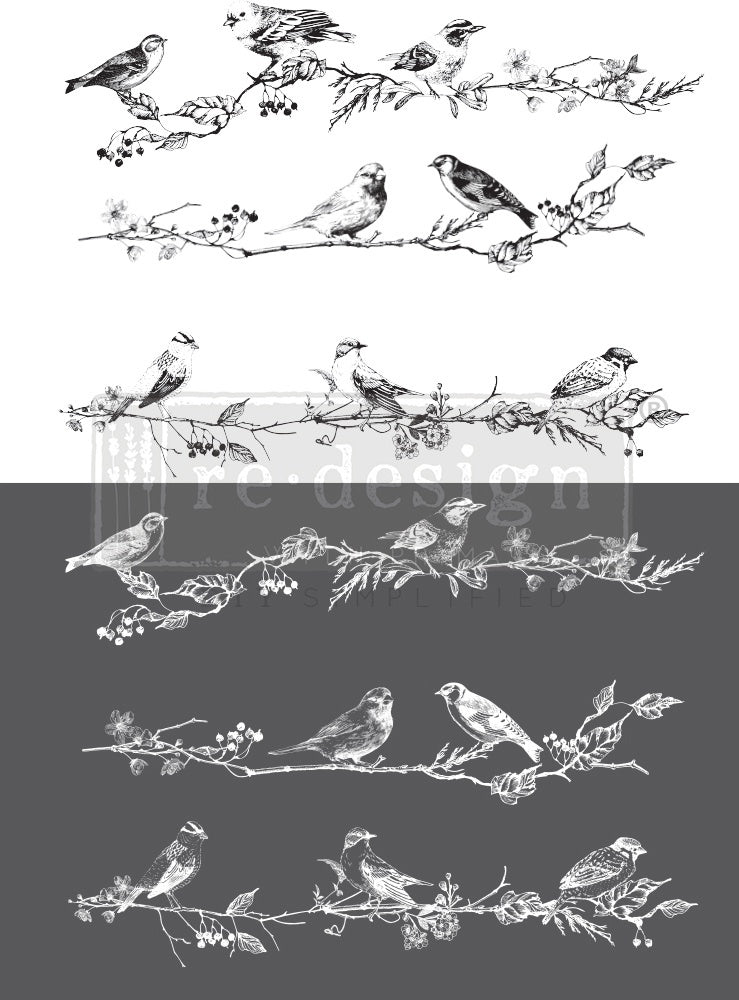 Prima Marketing Prima Re-Design Decor Transfer - Birds & Berries 34"X24"