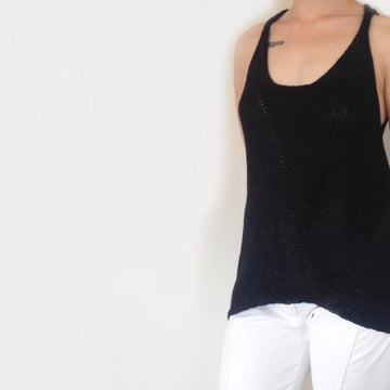 Black Linen Tank Top