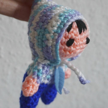 Crochet pattern keychain forest spirit Hano