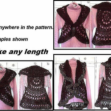718, BOHEMIAN CROCHET VEST, LONG OR SHORT, CHILD AND ADULT