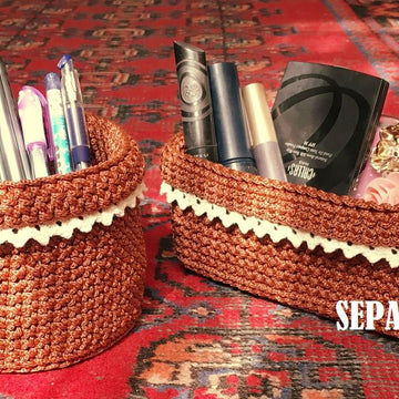 Macrame rectangular basket
