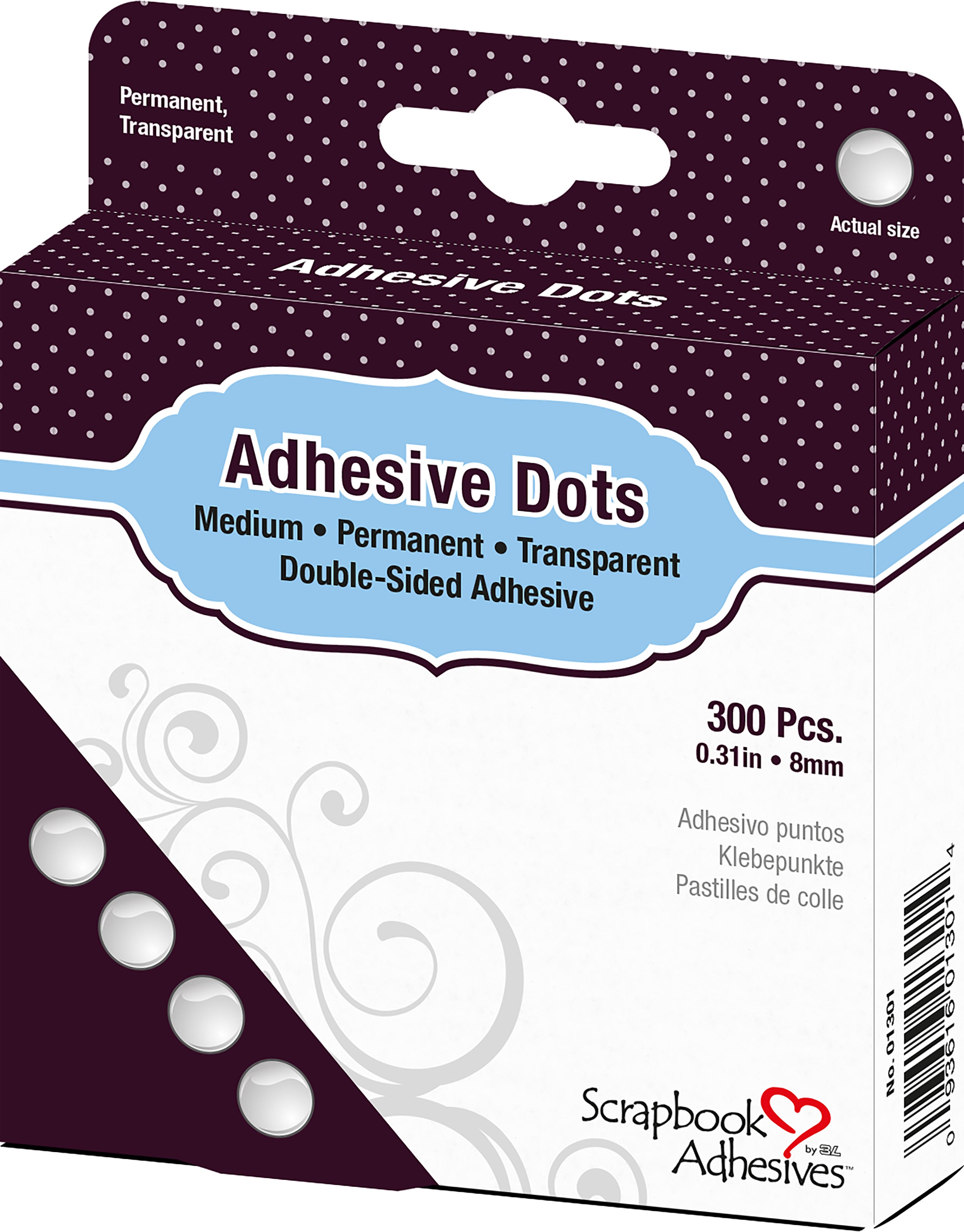3L Dodz Adhesive Dot Roll - Medium .375" 300/Pkg