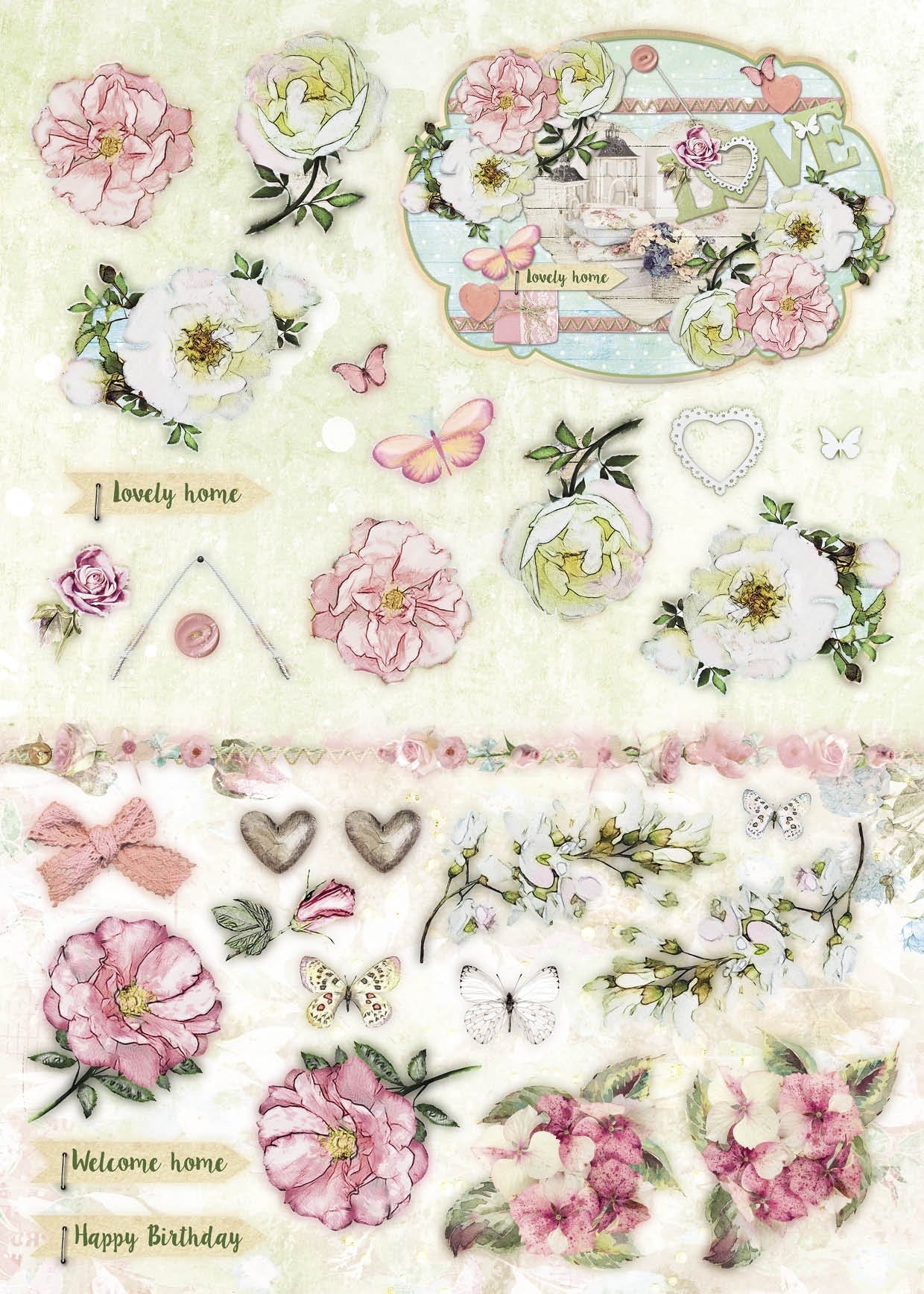 Studio Light Die-Cut Card Toppers A4 12/Pkg - Lovely Moments, Makes 12 Cards