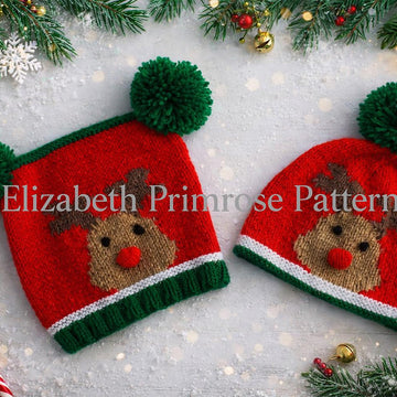 Rudolph Bobble Hat & Teabag Hat DK Knitting Pattern P2 — Elizabeth Primrose Patterns