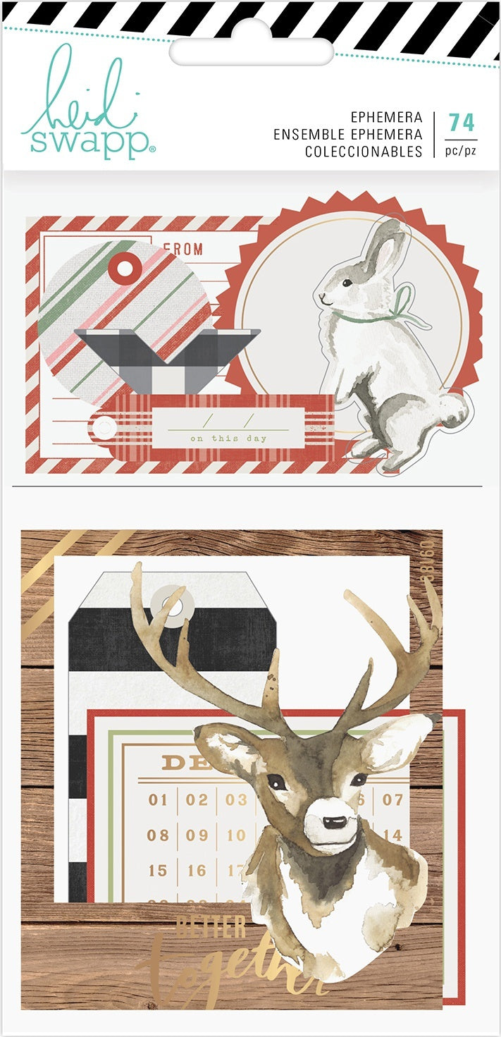 American Crafts Heidi Swapp Winter Wonderland Ephemera Die-Cuts 74/Pkg - W/Gold Foil Accents