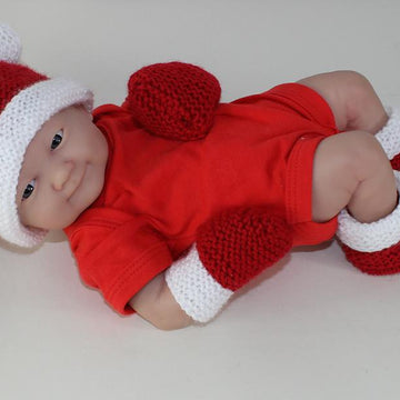 Preemie Baby Santa Hat, Booties and Mittens