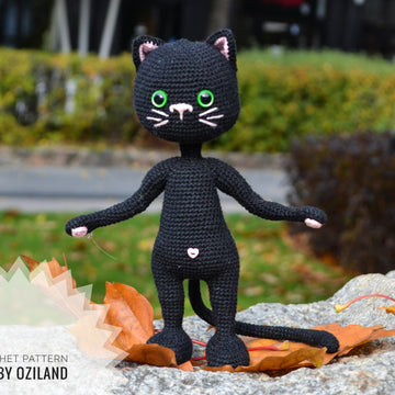 Crochet Pattern Shadow the black cat amigurumi toy