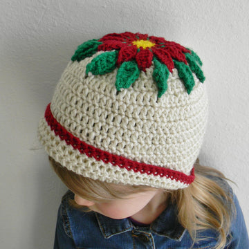 Poinsettia crochet hat