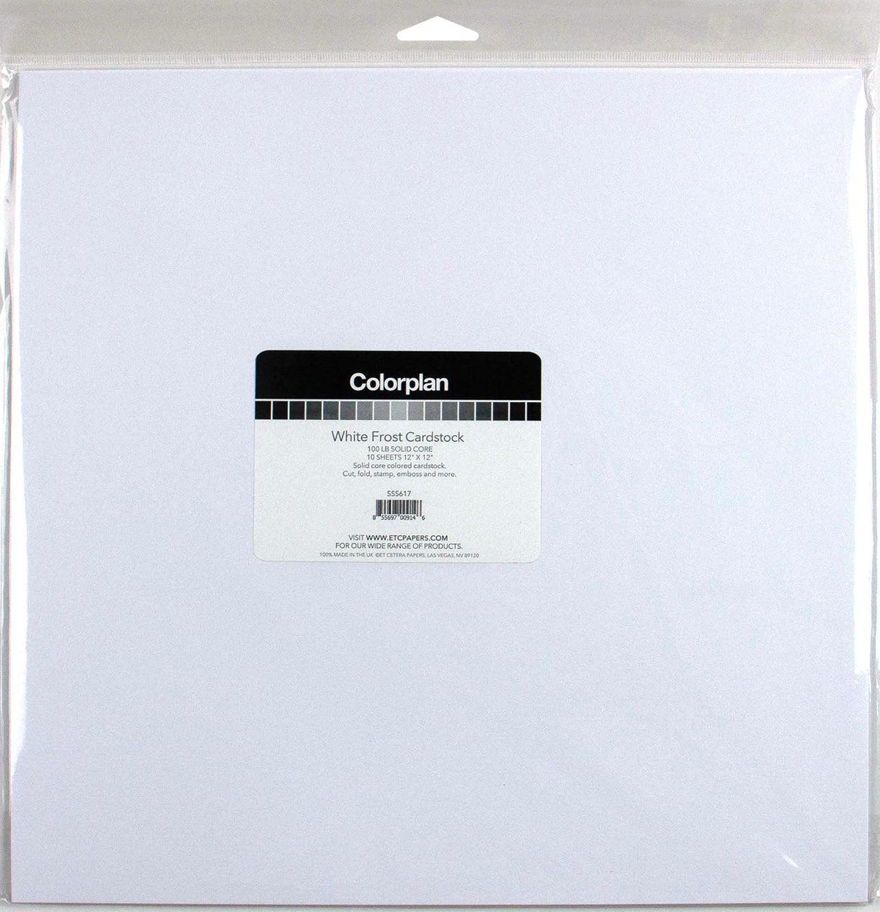 Arc Crafts ColorPlan 100lb Cover Solid Cardstock 12"X12" 10/Pkg - White Frost