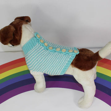 Aran Stripe Back Button Up Garter Stitch Dog Coat