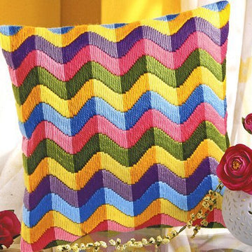 Vervaco Colourful Waves Long Stitch Cushion Front - 40 x 40cm