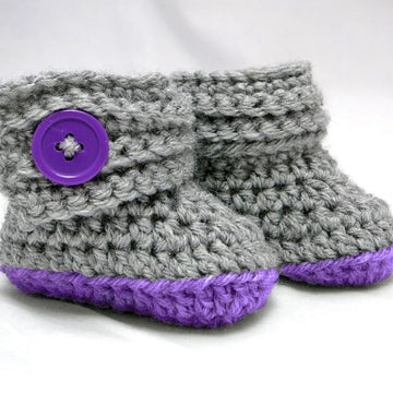 Buttoned Up Baby Beanie and Booties Gift Set