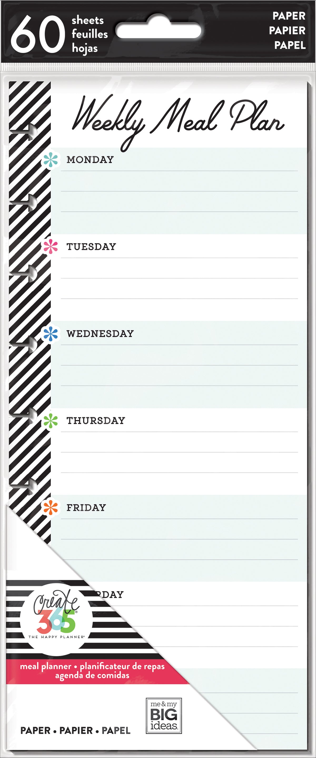 The Happy Planner Medium Half Sheet Fill Paper 60/Pkg - Meal Planning