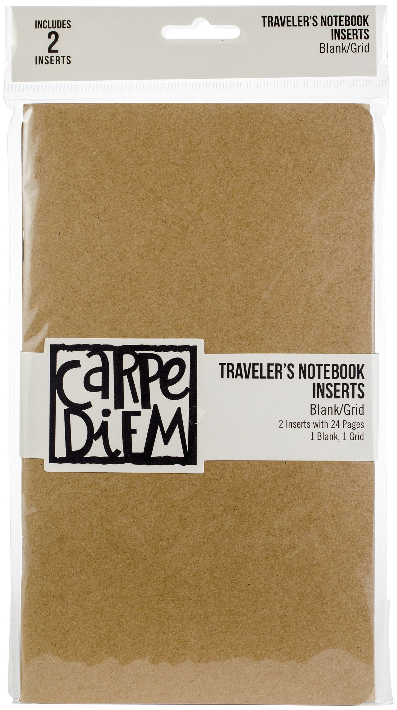 Carpe Diem Traveler's Notebook Inserts 5"X8.25" 2/Pkg - One Blank/One Grid