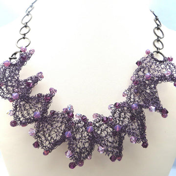 Crystal & Wire Spiral Necklace