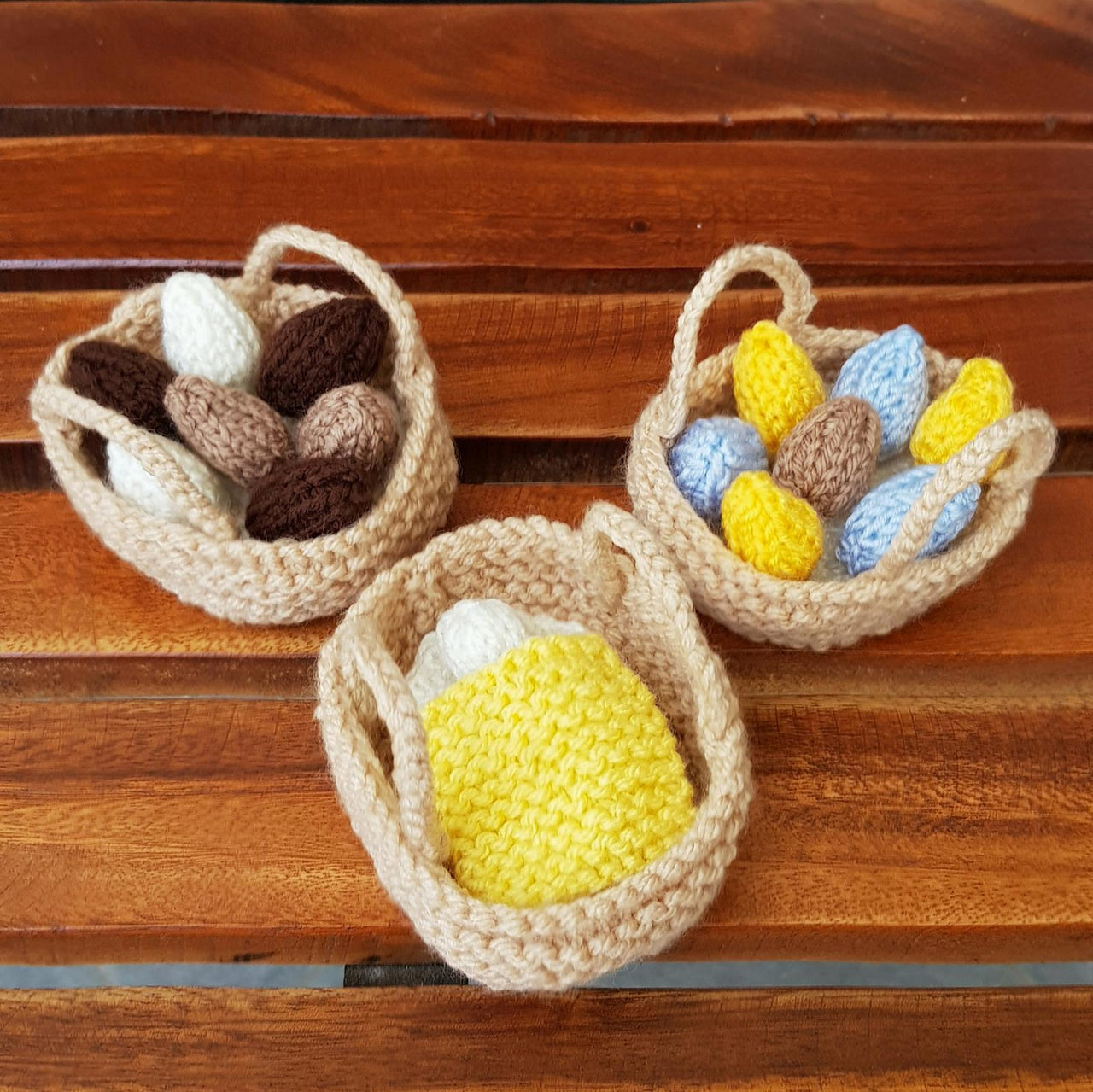 Knitted Basket of Mini Eggs