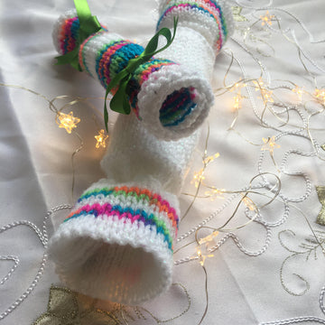 PDF Christmas star cracker and mini cracker tree & table decoration chocolate cover DK knitting pattern