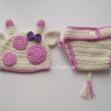 Cow Baby Hat and Diaper Cover