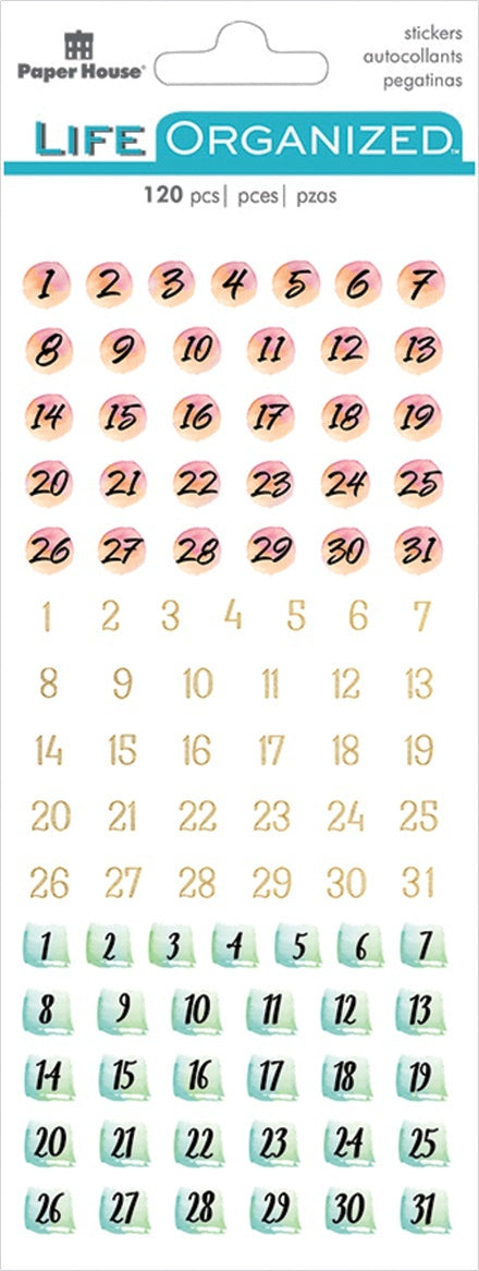 Paper House Life Organized Functional Stickers 2/Sht - Numbers