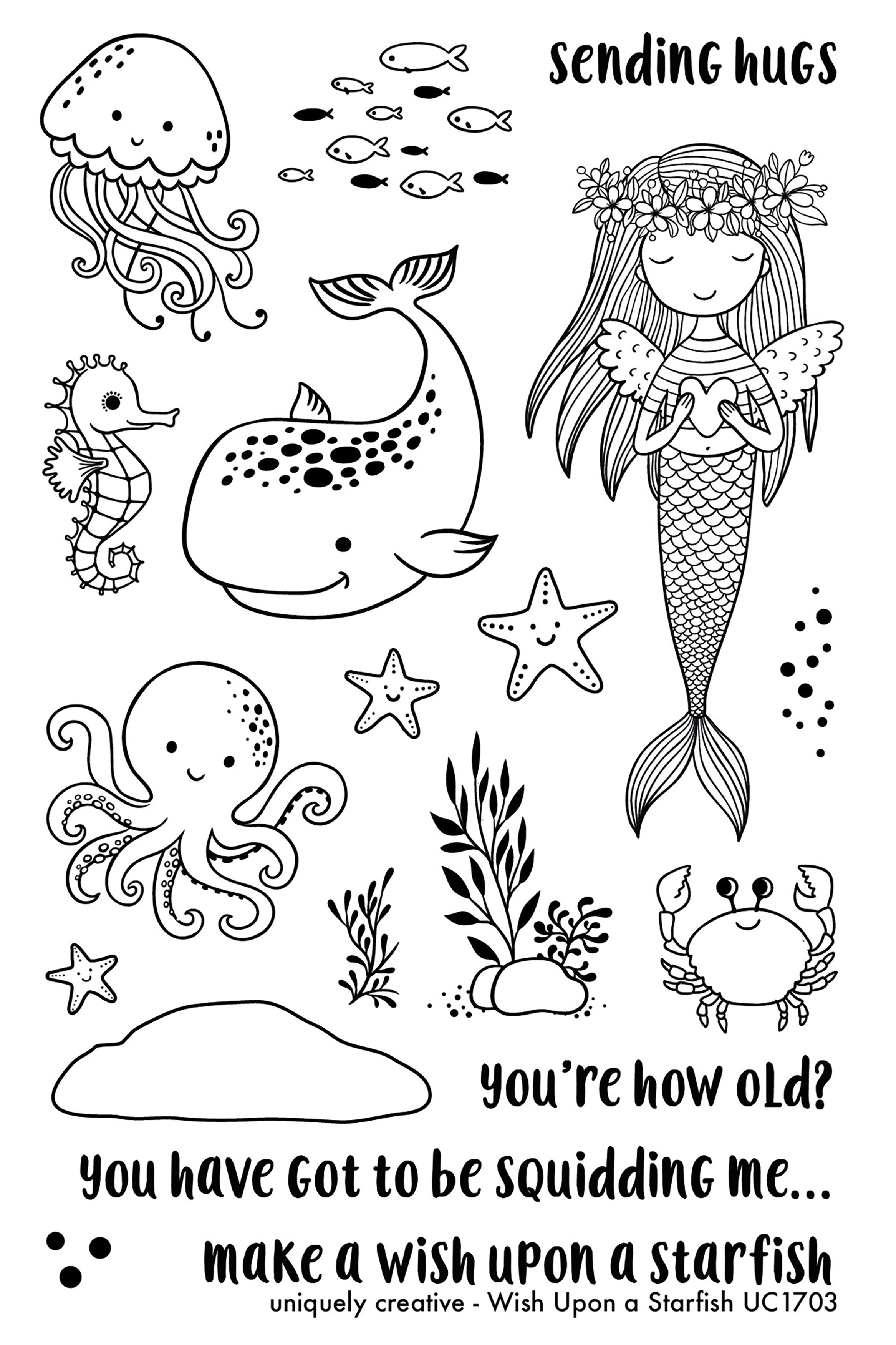 Uniquely Creative 4"X6" Clear Stamps 19/Pkg - Wish Upon A Starfish