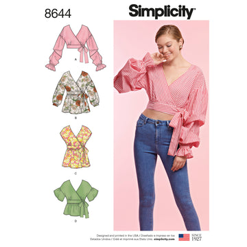Simplicity 8644 Women's Wrap Tops - Sewing Pattern