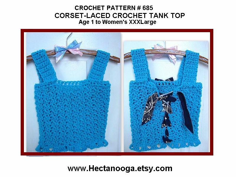 685 CROCHET Corset Laced Tank Top, age 1 to XXXLarge women