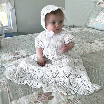 Baby Girl Christening Outfit Pineapple Stitch
