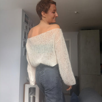Off the shoulder mohair sweater