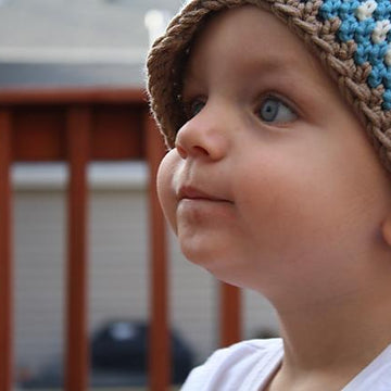 Newsboy Hat with Sky Blue and White Stripes