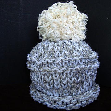 585 Knitted touque hat, flower, leaf, unisex,
