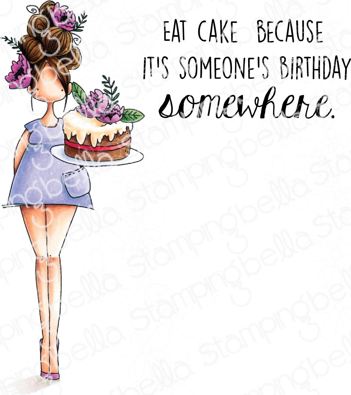 Stamping Bella Cling Stamps - Curvy Girl Eats Cake