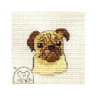 Mouseloft Paw Prints Pug Cross Stitch Kit - 64mm