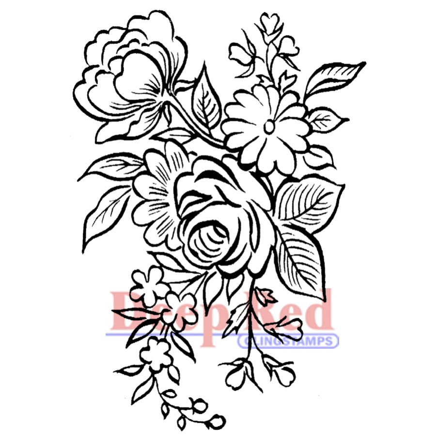 Deep Red Stamps Deep Red Cling Stamp 2"X3" - Floral Arrangement