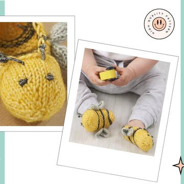 Baby Bumble Bee Booties Knitting Pattern
