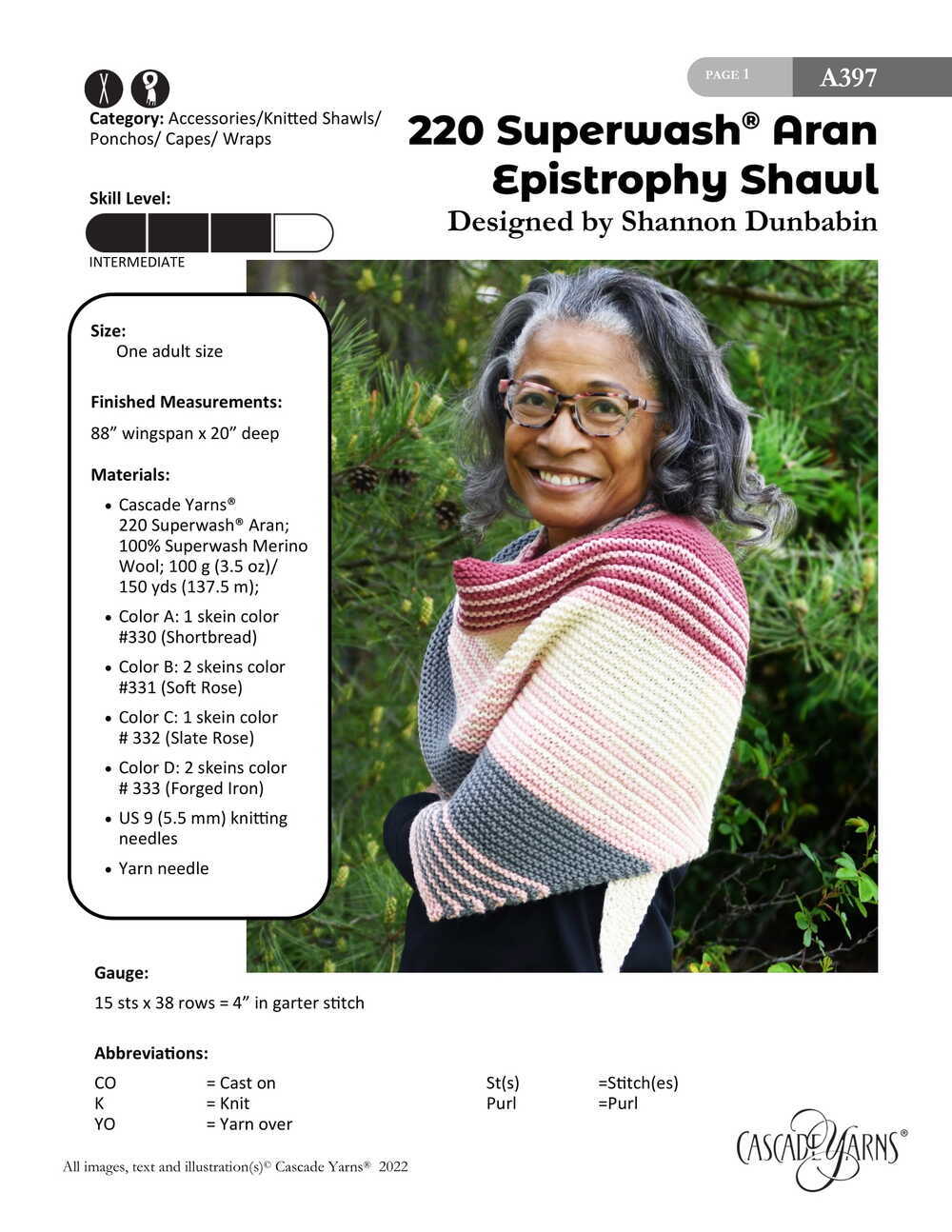 Epistrophy Shawl in Cascade Yarns 220 Superwash Aran - A397 - Downloadable PDF