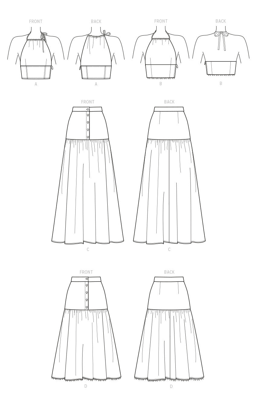 Simplicity Misses' Top and Skirts S9613 - Sewing Pattern