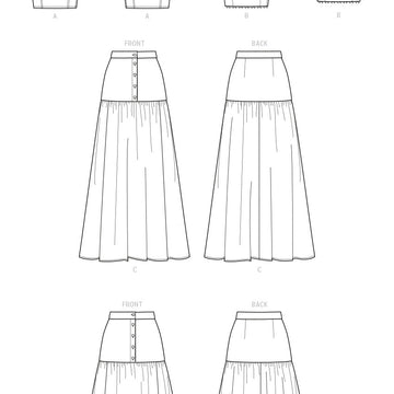 Simplicity Misses' Top and Skirts S9613 - Sewing Pattern