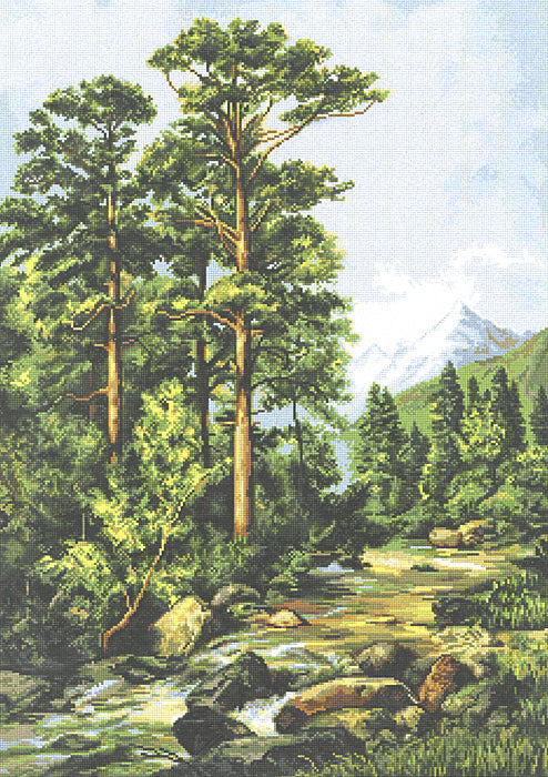 Luca-S Mountain River Cross Stitch Kit - 34cm x 47.5cm