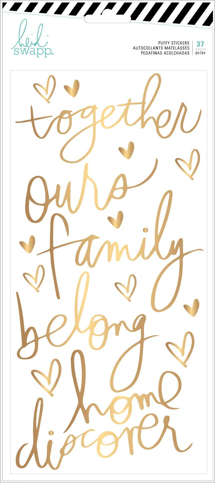 American Crafts Heidi Swapp Color Fresh Puffy Stickers - W/Gold Foil Accents