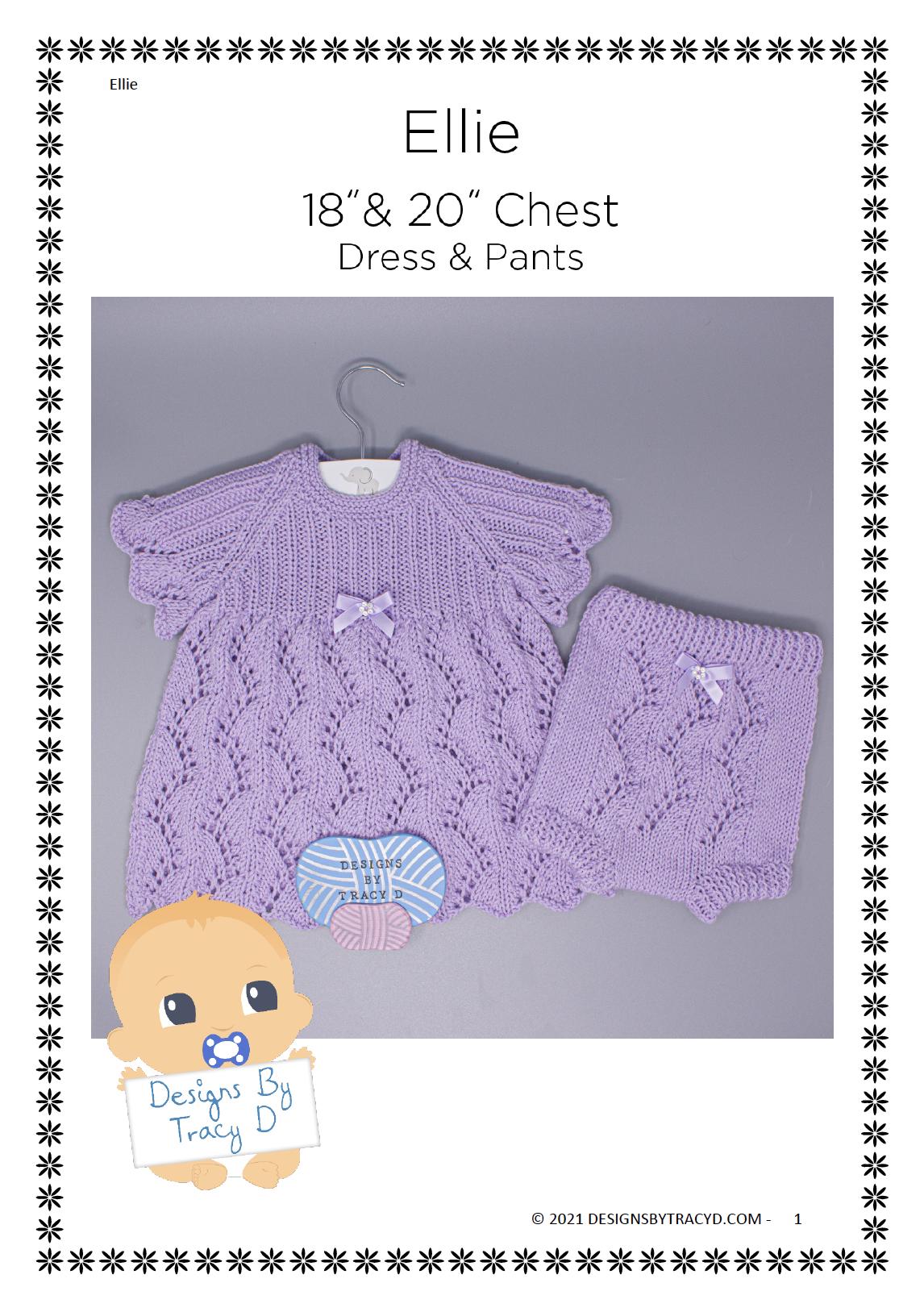 Ellie Baby Dress Knitting Pattern 18" & 20" chest size