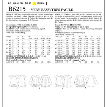 Butterick Misses' Top B6215 - Sewing Pattern