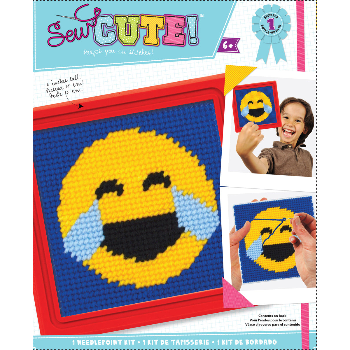 American Crafts Sew Cute! Needlepoint Kit - Emoji Happy Tears