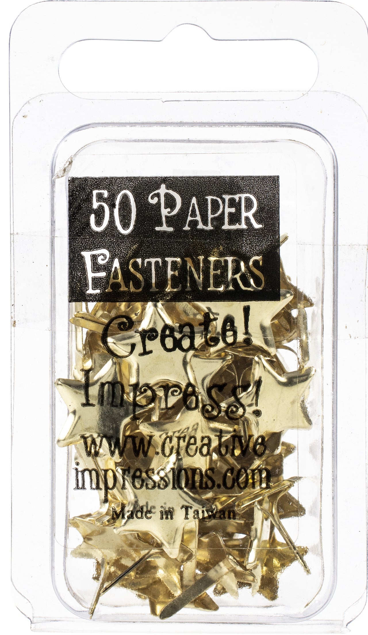 Creative Impressions Metal Paper Fasteners 50/Pkg - Stars - Gold