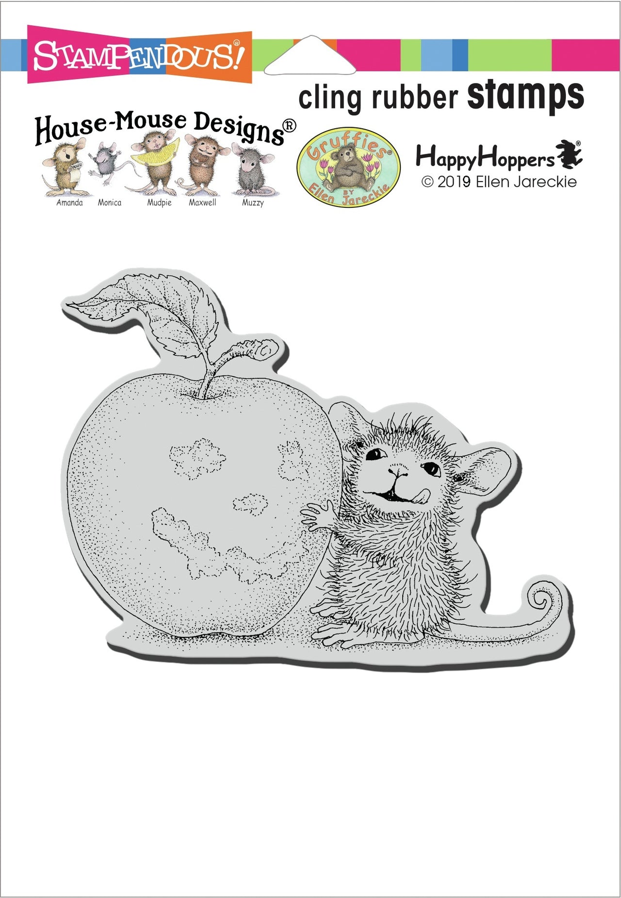Stampendous House Mouse Cling Stamp - Apple Smile