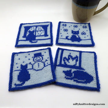Cats in Winter Coasters